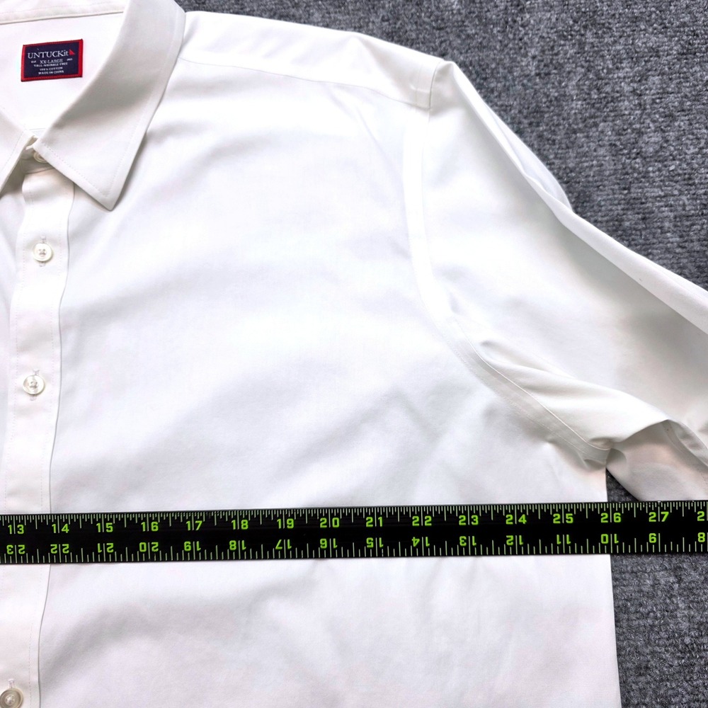 UNTUCKit Men's XXL Tall White Wrinkle Free Cotton Long Sleeve Button Down Shirt - Picture 10 of 14